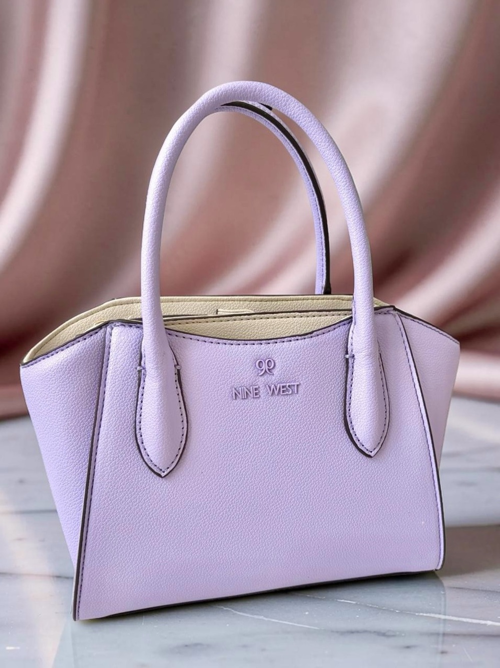 Nine West Philippa Mini Satchel Bag, Soft Lavender and Cream